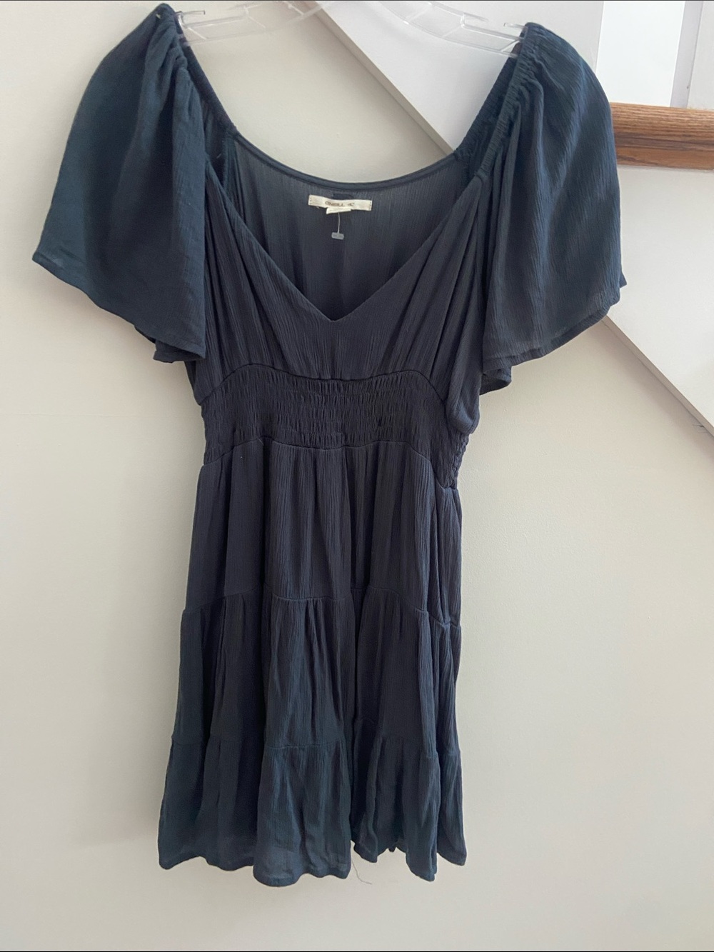 O'Neill Black V-Neck Flutter Sleeve Tunic